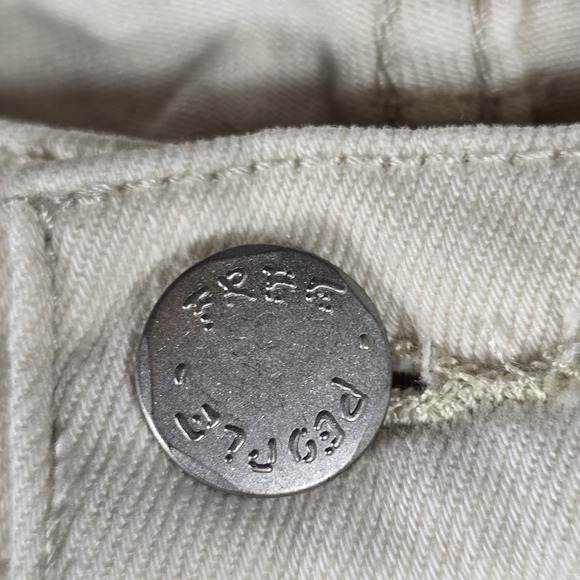 Free People Womens 29 Distressed‎ Skinny Jeans Raw Fringed Frayed Hem Cream - Picture 4 of 11